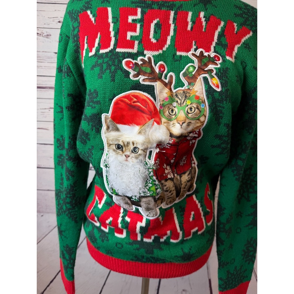 Ugly Christmas Sweater Size Small Pullover Knit Cat Cats Holiday Meowy Catmas‎